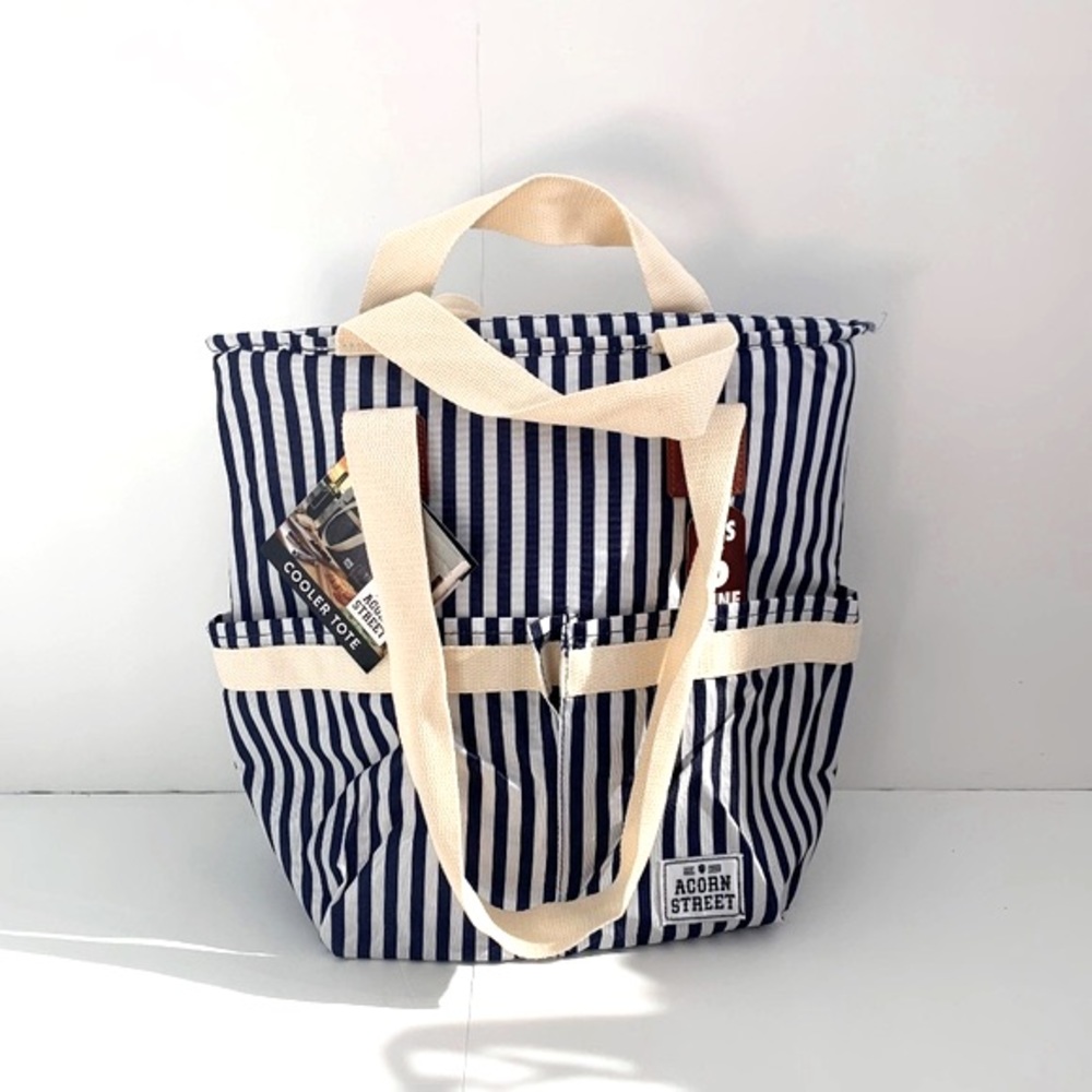 Acorn Street Insulated Wine Cooler Tote with 6 Bottle Capacity Navy Blue Party